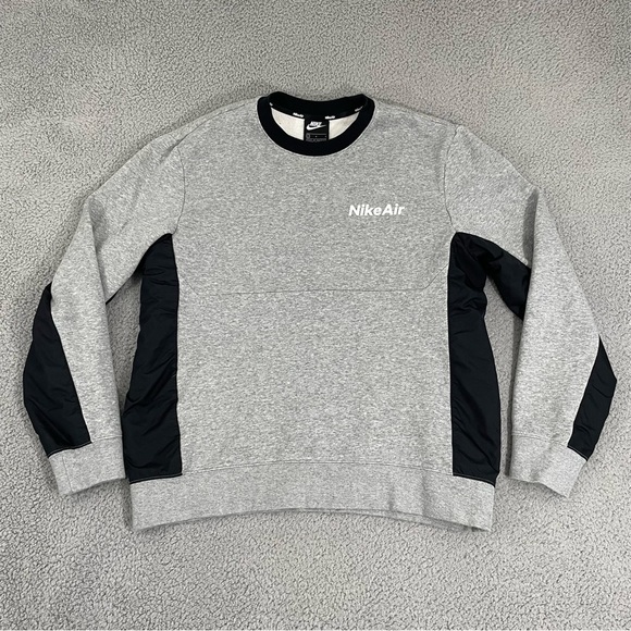 Nike Air Sweatshirt Men L Gray Fleece Pullover Crewneck - Picture 1 of 12